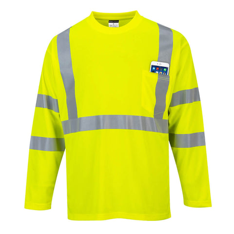 Portwest S191YET Hi-Vis Pocket T-Shirt L/S - Yellow Tall - T