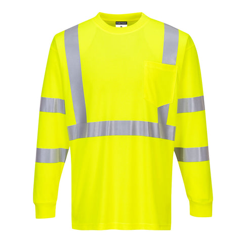 Portwest S192YER Hi-Vis Pocket T-Shirt L/S - Yellow - R
