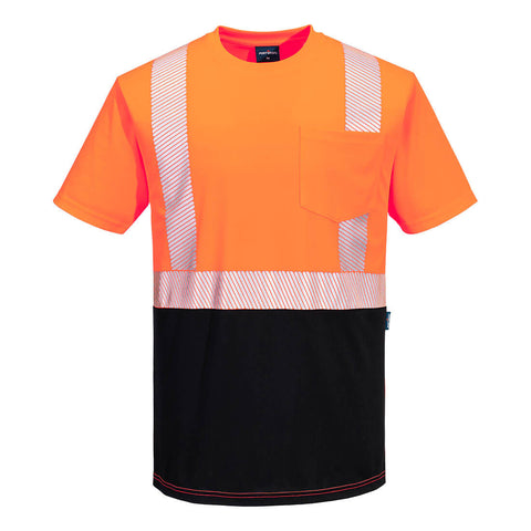 Portwest S196OBR Hi-Vis Segmented Tape Contrast T-Shirt S/S - Orange/Black - R