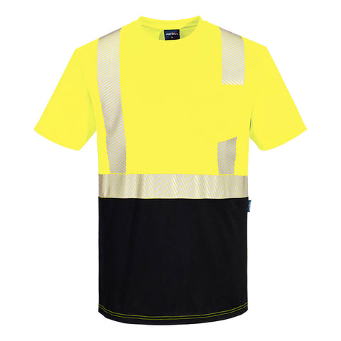 Portwest S196YBR Hi-Vis Segmented Tape Contrast T-Shirt S/S - Yellow/Black - R