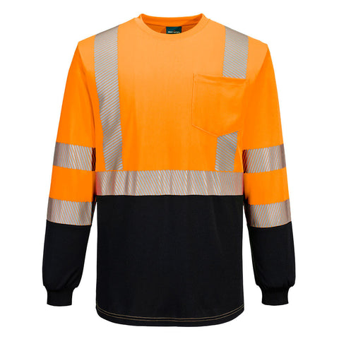 Portwest S197OBR Hi-Vis Segmented Tape Contrast T-Shirt L/S - Orange/Black - R