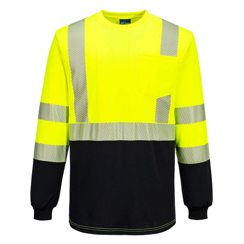 Portwest S197YBR Hi-Vis Segmented Tape Contrast T-Shirt L/S - Yellow/Black - R