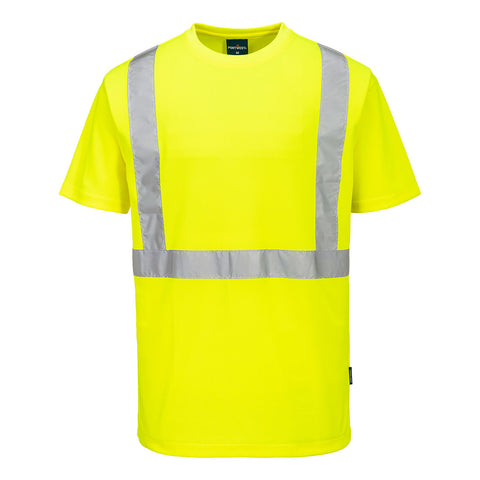 Portwest S198YER Hi-Vis Pocketless S/S T-Shirt - Yellow - R