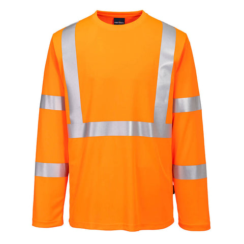 Portwest S199ORR Hi-Vis Pocketless L/S T-Shirt - Orange - R