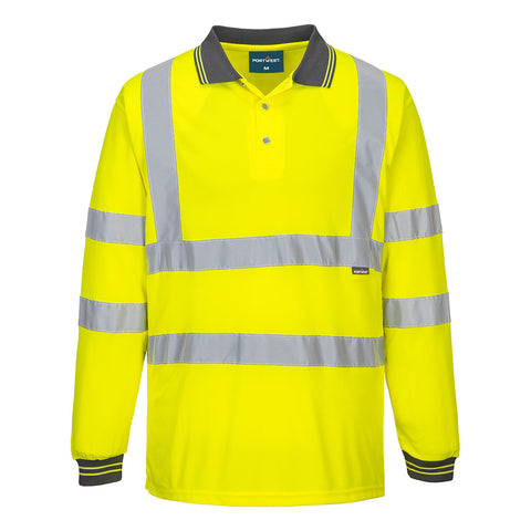 Portwest S277YET Hi-Vis Polo Shirt L/S - Yellow Tall - T