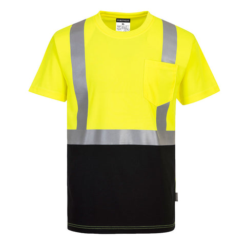 Portwest S358YBR Nashville Hi-Vis Contrast Pocket T-Shirt S/S - Yellow/Black - R