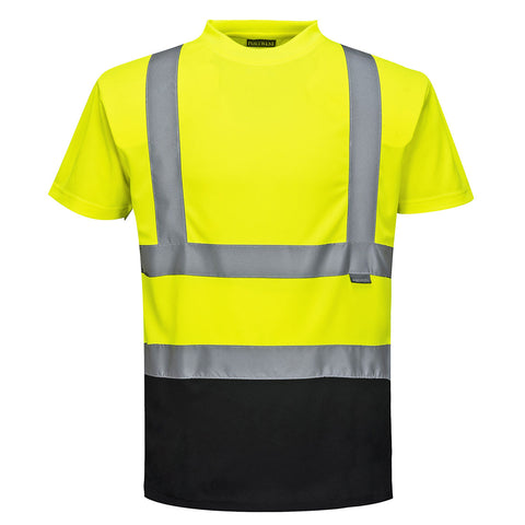 Portwest S378YBR Hi-Vis Contrast T-Shirt S/S - Yellow/Black - R