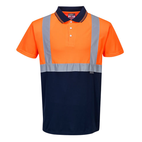 Portwest S479ONR Hi-Vis Contrast Polo Shirt S/S - Orange/Navy - R