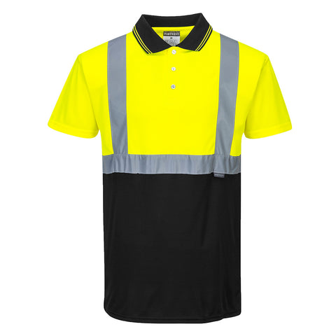 Portwest S479YBR Hi-Vis Contrast Polo Shirt S/S - Yellow/Black - R