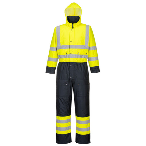 Portwest S485YNR Hi-Vis Contrast Winter Coverall - Yellow/Navy - R