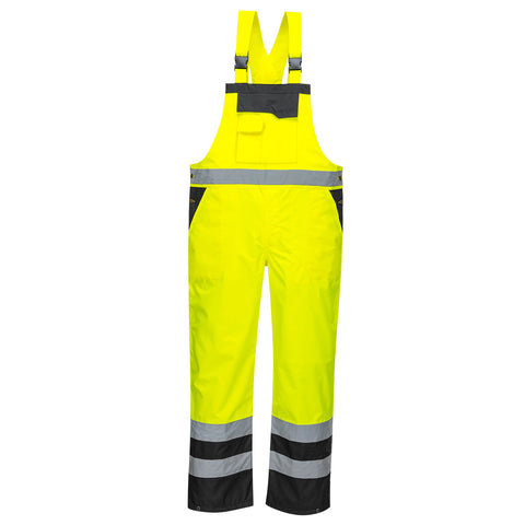 Portwest S488YBR Hi-Vis Breathable Contrast Rain Bib Overall - Yellow/Black - R