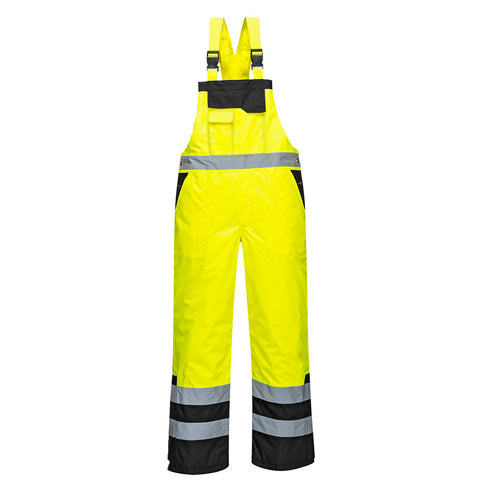 Portwest S489YBR Hi-Vis Contrast Winter Bib Overall - Yellow/Black - R