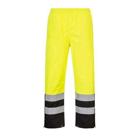 Portwest S587YBR Hi-Vis Contrast Rain Pants - Yellow/Black - R