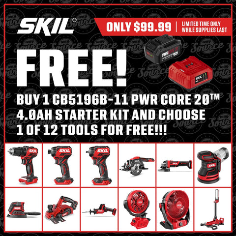 SKIL CB5196B-11 PWR CORE 20™ 20V 4.0Ah Battery and Charger Starter Kit + Free Item