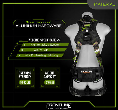 Frontline 110CTB-CF Camouflage Full Body Harness with Aluminum Hardware and Suspension Trauma Straps M/L