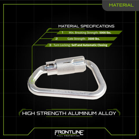 Frontline CAQ117 Aluminum Quarter Turn Locking Carabiner