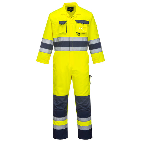 Portwest TX55YNR Nantes Hi-Vis Contrast Work Coverall - Yellow/Navy - R