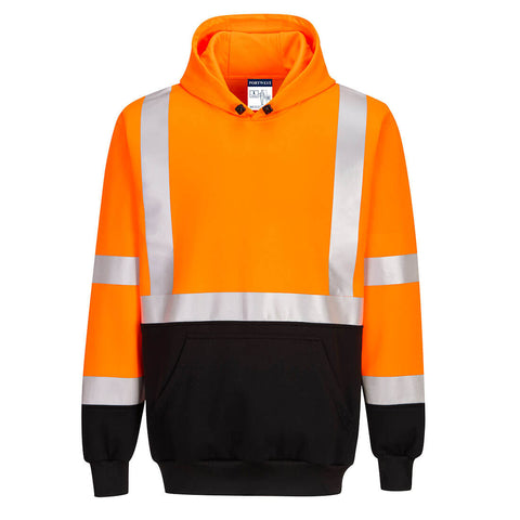 Portwest UB324OBR Hi-Vis Contrast Hoodie - Orange/Black - R