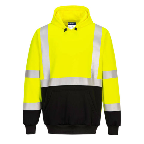 Portwest UB324YBR Hi-Vis Contrast Hoodie - Yellow/Black - R