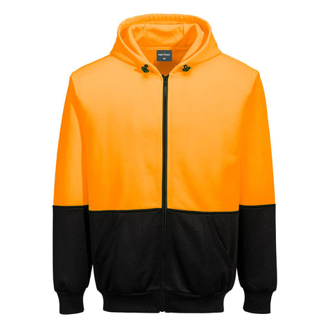 Portwest UB327OBR Hi-Vis Two-Tone Zip Hoodie - Orange/Black - R