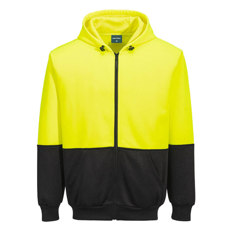 Portwest UB327YBR Hi-Vis Two-Tone Zip Hoodie - Yellow/Black - R