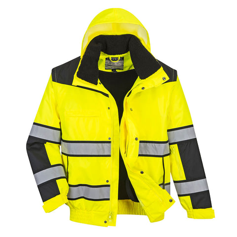 Portwest UC466YBR Hi-Vis 3-in-1 Contrast Winter Bomber Jacket - Yellow/Black - R