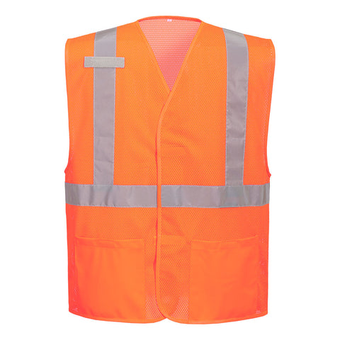 Portwest UC491ORR Economy Hi-Vis Mesh External Pocket Vest - Orange - R