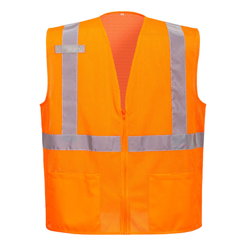 Portwest UC495ORR Economy Hi-Vis Mesh External Pocket Vest - Orange - R