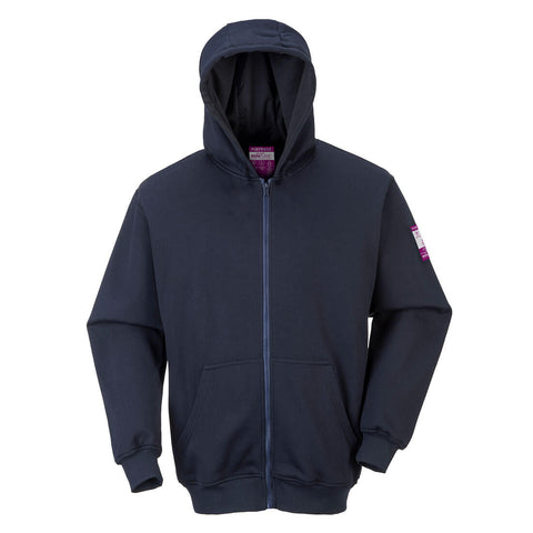Portwest UFR81NAR Modaflame Knit Zipper-Front Hooded FR Sweatshirt - Navy - R