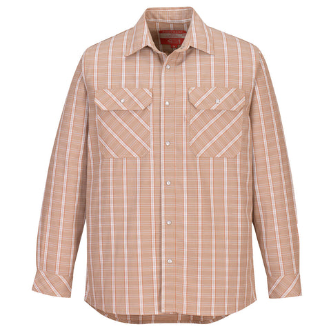 Portwest UFR97KHR Bizflame 88/12 FR Plaid Shirt - Khaki - R