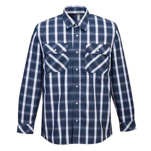 Portwest UFR97NAR Bizflame 88/12 FR Plaid Shirt - Navy - R