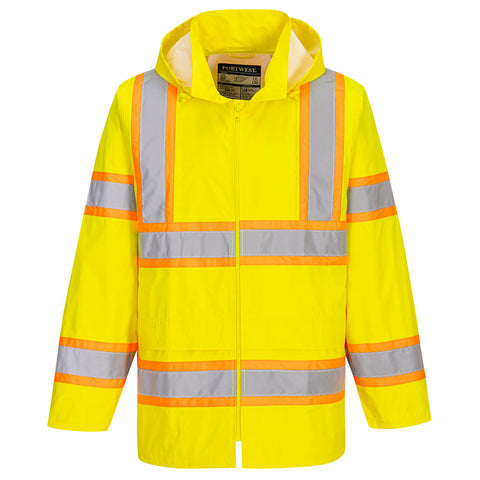 Portwest UH400YER Hi-Vis Contrast Tape Rain Traffic Jacket - Yellow - R