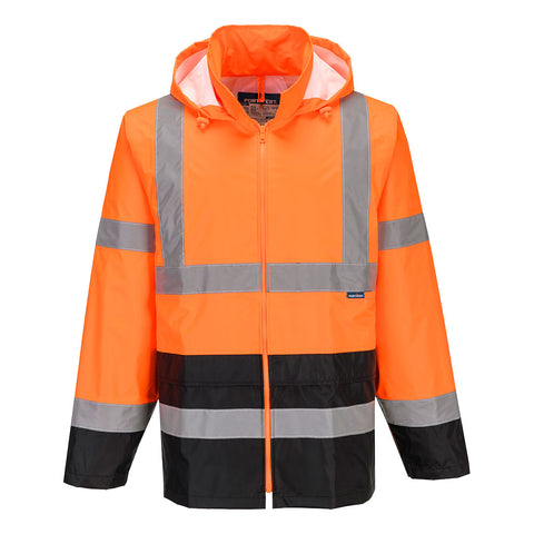 Portwest UH443OBR Hi-Vis Contrast Rain Traffic Jacket - Orange/Black - R