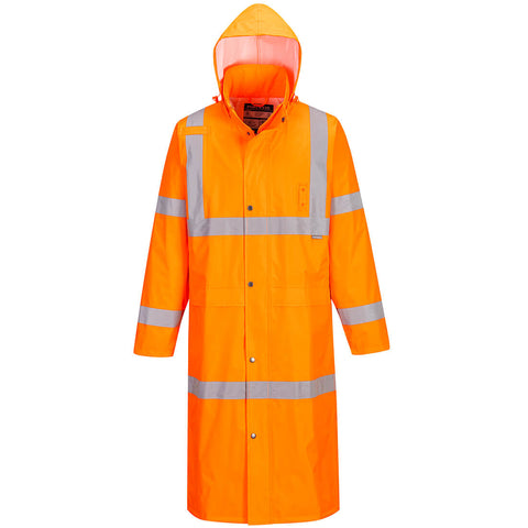 Portwest UH445ORR Hi-Vis Rain Coat 48" - Orange - R