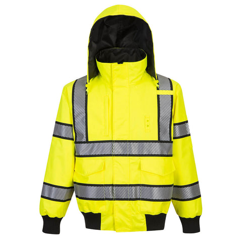 Portwest UH449YBR Hi-Vis Reversible Bomber Jacket - Yellow/Black - R