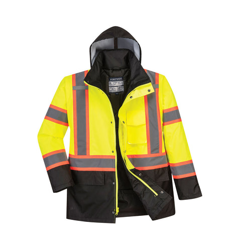 Portwest US369YBR Hi-Vis Contrast Winter Traffic Jacket - Yellow/Black - R