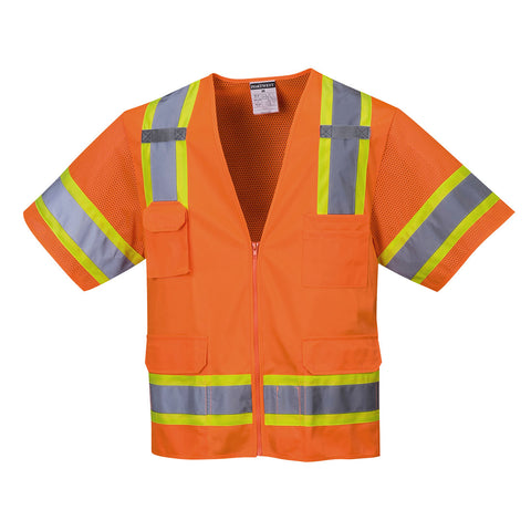 Portwest US373ORR Aurora Hi-Vis Contrast Executive Vest S/S - Orange - R