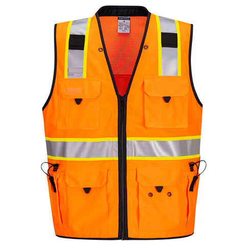 Portwest US376OBR Hi-Vis Expert Pro Surveyor Vest - Orange/Black - R