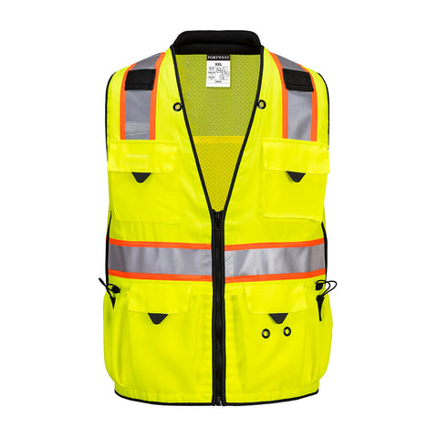 Portwest US376YBR Hi-Vis Expert Pro Surveyor Vest - Yellow/Black - R