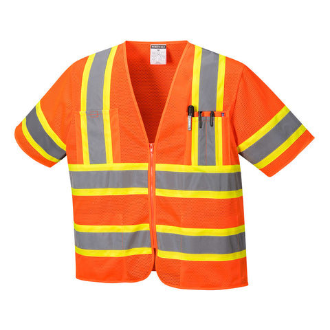 Portwest US383ORR Augusta Hi-Vis Contrast Executive Vest S/S - Orange - R