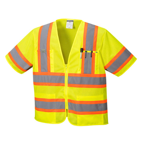 Portwest US383YER Augusta Hi-Vis Contrast Executive Vest S/S - Yellow - R