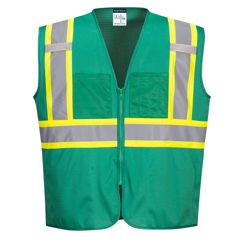 Portwest US391BGR Iona Plus Enhanced Mesh Zipped Vest - Bottle Green - R