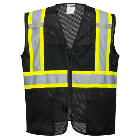 Portwest US391BKR Iona Plus Enhanced Mesh Zipped Vest - Black - R