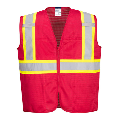 Portwest US391RER Iona Plus Enhanced Mesh Zipped Vest - Red - R