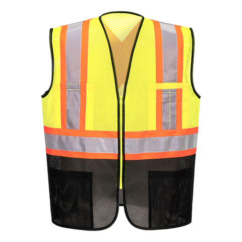 Portwest US395YBR Frisco Hi-Vis X Back Contrast Executive Vest - Yellow/Black - R