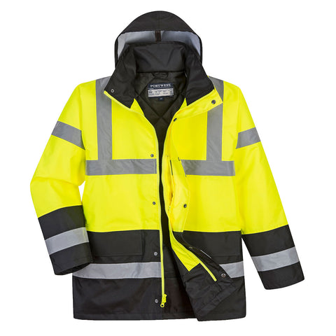 Portwest US466YBR Hi-Vis Contrast Winter Traffic Jacket - Yellow/Black - R