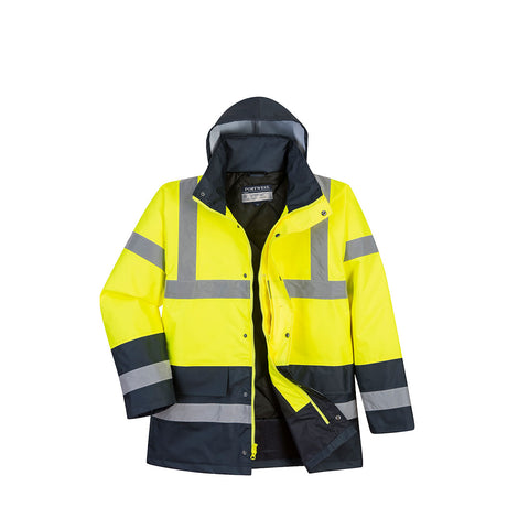 Portwest US466YNR Hi-Vis Contrast Winter Traffic Jacket - Yellow/Navy - R