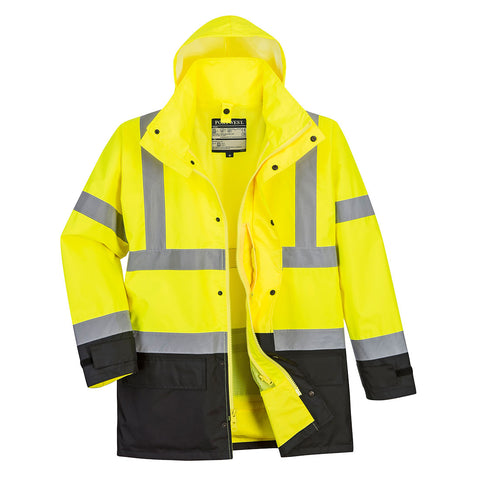Portwest US768YBR Hi-Vis 5-in-1 Contrast Executive Jacket - Yellow/Black - R