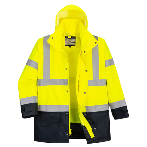 Portwest US768YNR Hi-Vis 5-in-1 Contrast Executive Jacket - Yellow/Navy - R