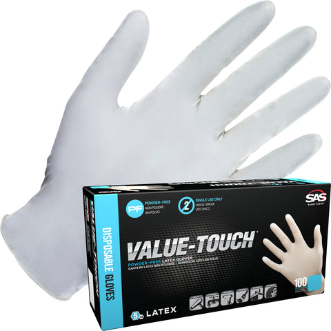 SAS 6594-20 Value-Touch® Powder-Free Latex Disposable Gloves - 5 Mil - 100PK